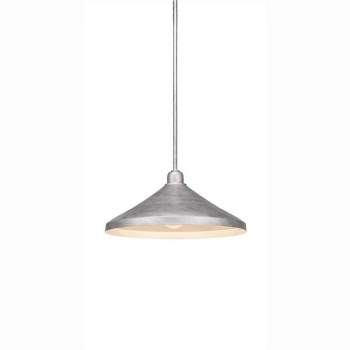 Toltec Lighting Vintage 1 - Light Pendant in  Aged Silver with 14” Aged Silver Cone Metal Shade Shade