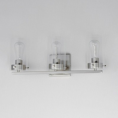 Satin Nickel 3-Light Vanity with Clear Glass Shades