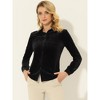 INSPIRE CHIC Women's Pocket Front Velvet Long Sleeve Casual Button Down Shirt - 2 of 4