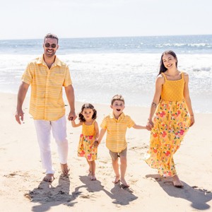 Disney Mickey and Friends Family Matching Outfits Floral Print Crochet Trim Maxi Dress for Beach Vacation - 1 of 4