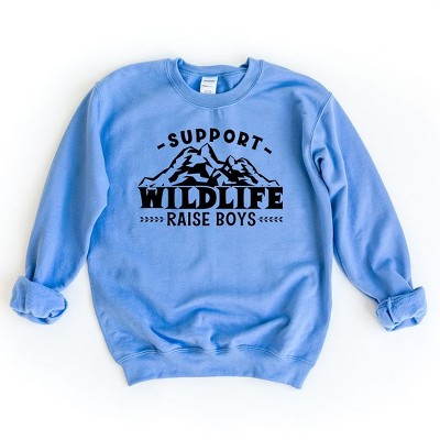 Simply Sage Market Women's Graphic Sweatshirt Support Wildlife Raise Boys