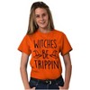 Halloween Witches Be Trippin Pun Womens Graphic T Shirt Tees Brisco Brands - 4 of 4
