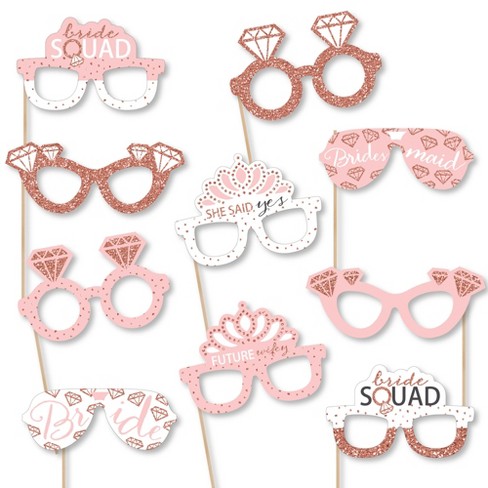 Big Dot Of Happiness Bride Squad Glasses - Paper Card Stock Rose Gold ...