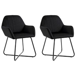 vidaXL Dining Chairs 2 pcs Black Velvet - 1 of 4
