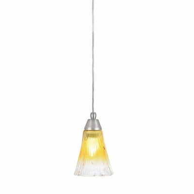 Toltec Lighting Any 1 - Light Pendant in  Brushed Nickel with 5.5" Fluted Gold Champagne Crystal Shade