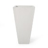 13" Outdoor Modern MGO Small Cast Stone Planter, White - 2 of 4