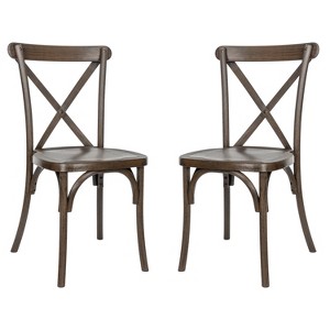 Emma and Oliver Set of 2 Weather-Resistant Wood Look Resin Cross Back Chairs for Indoor/Outdoor Use - 1 of 4