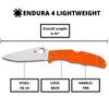 Spyderco Endura 4 Lightweight Flat Ground Folding Knife with 3.80" VG10 Satin Plain Blade |Superior Cutting Performance with 4-Way Pocket Clip - 4 of 4
