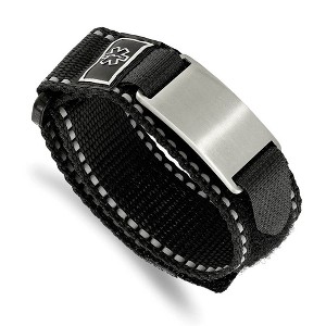Black Bow Jewelry 24mm Stainless Steel Black Nylon Velcro Medical I.D. Bracelet, 6-8.5in - 1 of 4