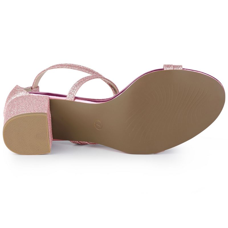 Allegra K Women's Glitter Crisscross Strap Chunky Sandals, 6 of 9