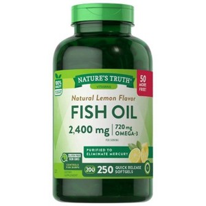 Nature's Truth Fish Oil 2400mg | Natural Lemon Flavor | 250 Softgels - 1 of 3