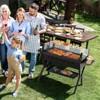 Tangkula Barbecue Charcoal Grills Stainless Steel Camping Grill w/ Wind Guard Seasoning Racks & Storage Shelf - 3 of 4