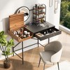 41"W Makeup Vanity Table Dressing Table with 3-Mode Lighted Mirror, Wireless Charging Station, USB Port, Drawer and Storage Rack-ModernLuxe - 3 of 4
