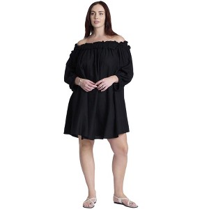 ELOQUII Women's Plus Size Ruffle Neckline Mini Dress - 1 of 4