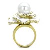 Slickblue Women’s Gold Ring with Rose Petal Design – White Synthetic Pearl Center, Sparkling Detail, Sizes 5–10 - 3 of 4