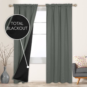Deconovo ModernLuxury BlackOut RodCurtains For LivingRoom or BedRoom，Easy Clean,2Panels - 1 of 4