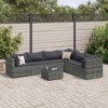 vidaXL 7 Piece Patio Lounge Set - Gray PE Rattan Outdoor Furniture with Cushions & Tempered Glass Table - for Patio, Garden, Terrace, Backyard - 2 of 4