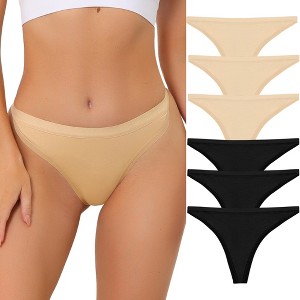 Allegra K Women's Packs G-String Breathable Hi-Cut Thongs 1 Set of 6 Pcs - 1 of 4
