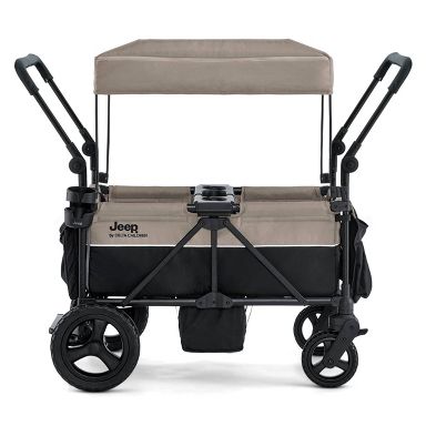 Jeep Wrangler Mojave All-Terrain 2- Seater + Stroller Wagon with Built-In Standing Board by Delta Children - Tan/Black