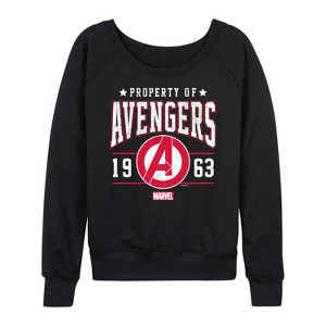 Women's - Marvel - Avengers Property Of Lightweight French Terry Wide Neck Long Sleeve Shirt - 1 of 4