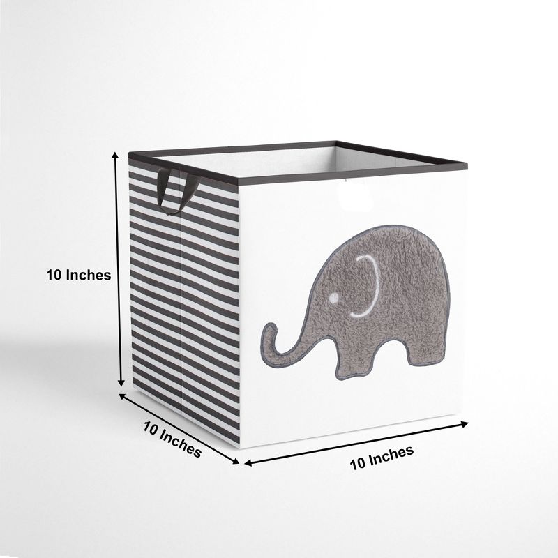 Bacati - Elephants White/Gray Fabric Storage Box/Tote Small, 4 of 7