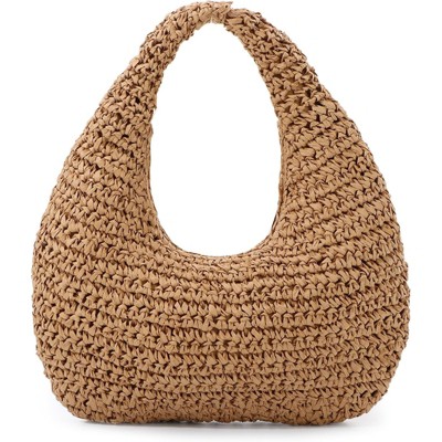 BEAFUP Women's Straw Shoulder Bag - Stylish Summer Beach Tote with Detachable Chain Strap, Ideal for Travel and Casual Use