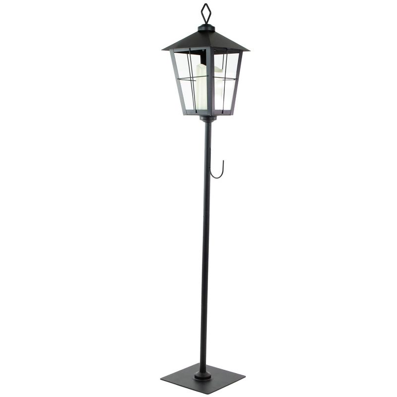 Northlight 43.75" Matte Black Candle Lantern with Wreath Holder, 2 of 6