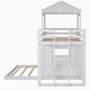Wooden Twin Over Full Bunk Bed, Loft Bed with Playhouse, Farmhouse, Ladder and Guardrails , Antique Gray - 2 of 4