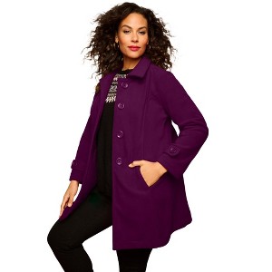 Roaman's Petite Plus Size Button Up Fleece Jacket - 1 of 4