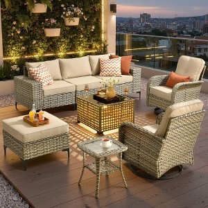 HOMLUX 8 Piece Outdoor Patio Furniture Set All-weather Rattan