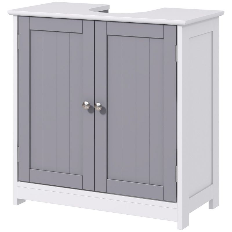 kleankin Vanity Base Cabinet, Under-Sink Bathroom Cabinet Storage with U-Shape Cut-Out and Adjustable Internal Shelf, 4 of 9