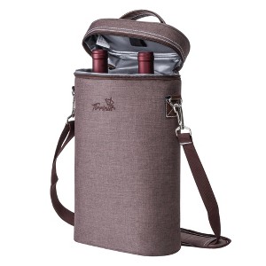 Tirrinia 2 Bottle Wine Tote Carrier, Leakproof & Insulated Padded Versatile Wine Cooler Bag, Wine Gift Bag - 1 of 4