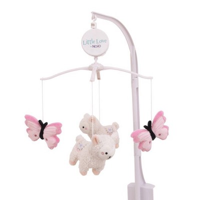 Little Love By NoJo Sweet Llama and Butterflies Musical Mobile - Pink and White