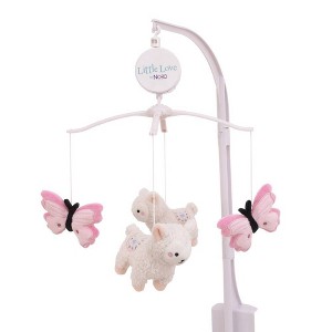 Little Love By NoJo Sweet Llama and Butterflies Musical Mobile - Pink and White - 1 of 3