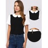 Allegra K Women's Contrast Peter Pan Collar Puff Short Sleeve Summer Top - 2 of 4