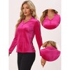 INSPIRE CHIC Women's Casual Soft Long Sleeve Button Decor V Neck Velvet Top - 2 of 4