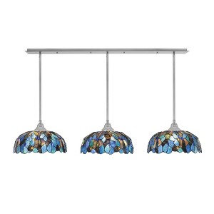 Toltec Lighting Any 3 - Light Chandelier in  Brushed Nickel with 16" Blue Mosaic Art Glass Shade - 1 of 1