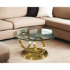 HomeRoots 32" Clear And Gold Glass And Metal Round Abstract Coffee Table - 2 of 4