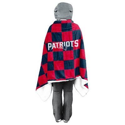 NFL New England Patriots Youth Bloncho Faux Shearling Wearable Blanket