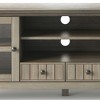 60" Wood TV Media Stand with Cord Management, Tempered Glass Doors and Bottom Drawers for Living Room and Bedroom - 2 of 4