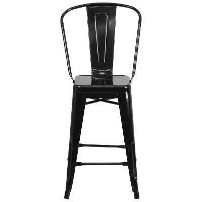Emma and Oliver 24" Black Metal Indoor-Outdoor Counter Height Stools, Set of 4