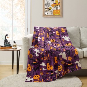 Kate Aurora Halloween Boo Party Oversized Ultra Soft & Plush Accent Throw Blanket - 50 in. W x 70 in. L - 1 of 4