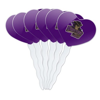 Whittier College Primary Logo Heart Love Cupcake Picks Toppers Decoration Set of 6