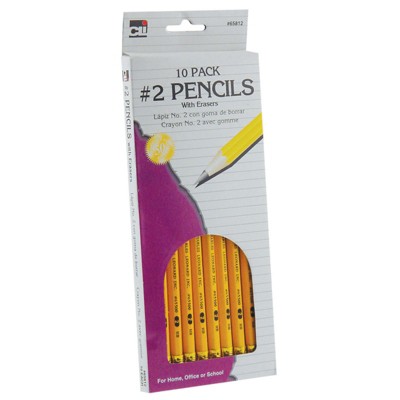 Charles Leonard Pencil, #2, Yellow with Eraser, Box of 10/15 Packs