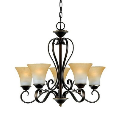 Palladian Bronze 5-Light Chandelier with Champagne Glass Shades