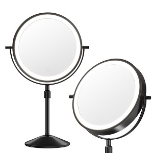 LED Makeup Mirror – 1× & 10× Magnification, 360° Rotatable, USB Rechargeable, 3-Color Lighting, Portable Cosmetic Mirror for Women - 1 of 4