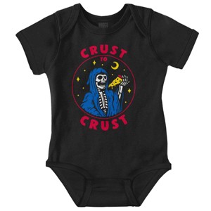 Funny Skeleton Pizza Crust to Crust Baby Romper Boys or Girls Brisco Brands - 1 of 4