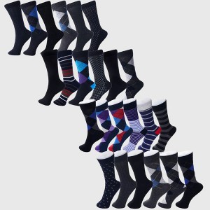 Alpine Swiss Mens Cotton 24 Pack Dress Socks Solid Ribbed Argyle Shoe Size 6-12 - 1 of 4