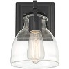 Possini Euro Design Bellis Industrial Wall Light Sconces Set of 2 Black Hardwire 6 1/4" Fixture Clear Glass for Bedroom Bathroom - image 3 of 4