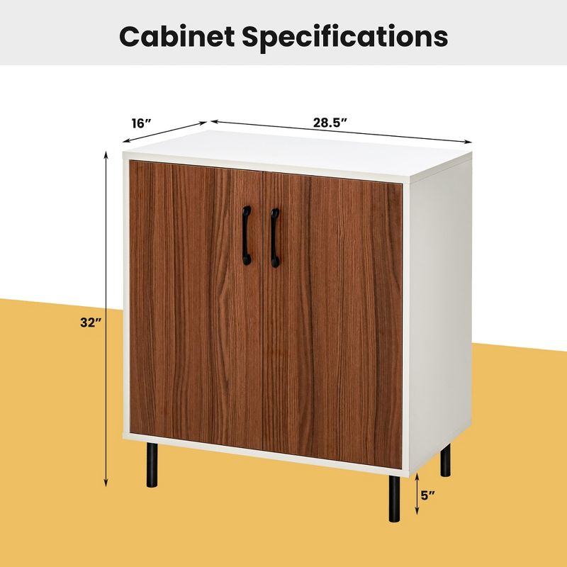 Costway 2-Door Sideboard Buffet Storage Cabinet Kitchen Cupboard with Adjustable Shelf, 4 of 10